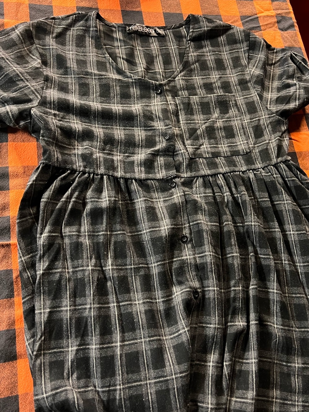 Women's Black Plaid Button-Front Mini Dress
